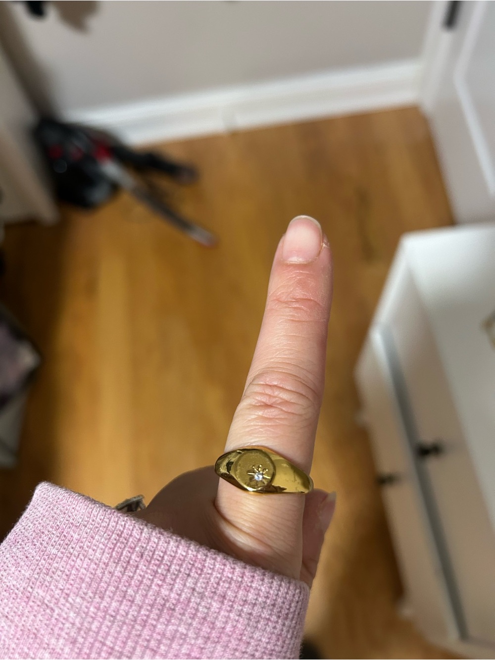 Madewell Gold Signet Ring with Star Accent size 8